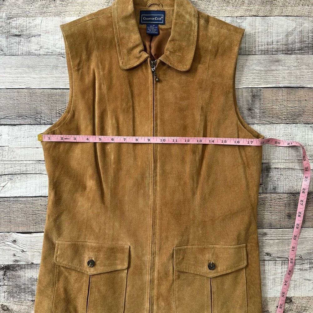 Vintage Charter Club Suede Genuine Leather Zip Up Vest Western Cowboy | Size M - Picture 3 of 8